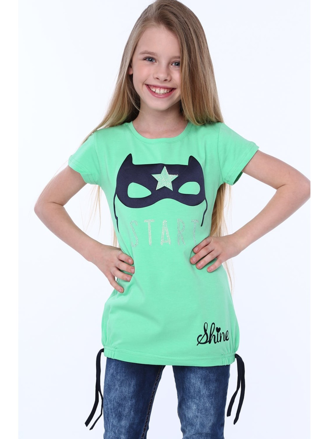 T-shirt with a green mask appliqué NDZ5322 - Online store - Boutique